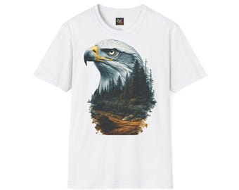 Eagle T-Shirt – Majestic Bald Eagle with Forest Art – Nature Graphic Tee for Outdoor Lovers – Wildlife Cotton Shirt Unisex