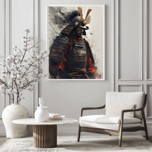 Oda Nobunaga Portrait Art, Samurai Art, Japanese Warlord Print, Japanese History Wall Art, Bushido Spirit, Historical Art