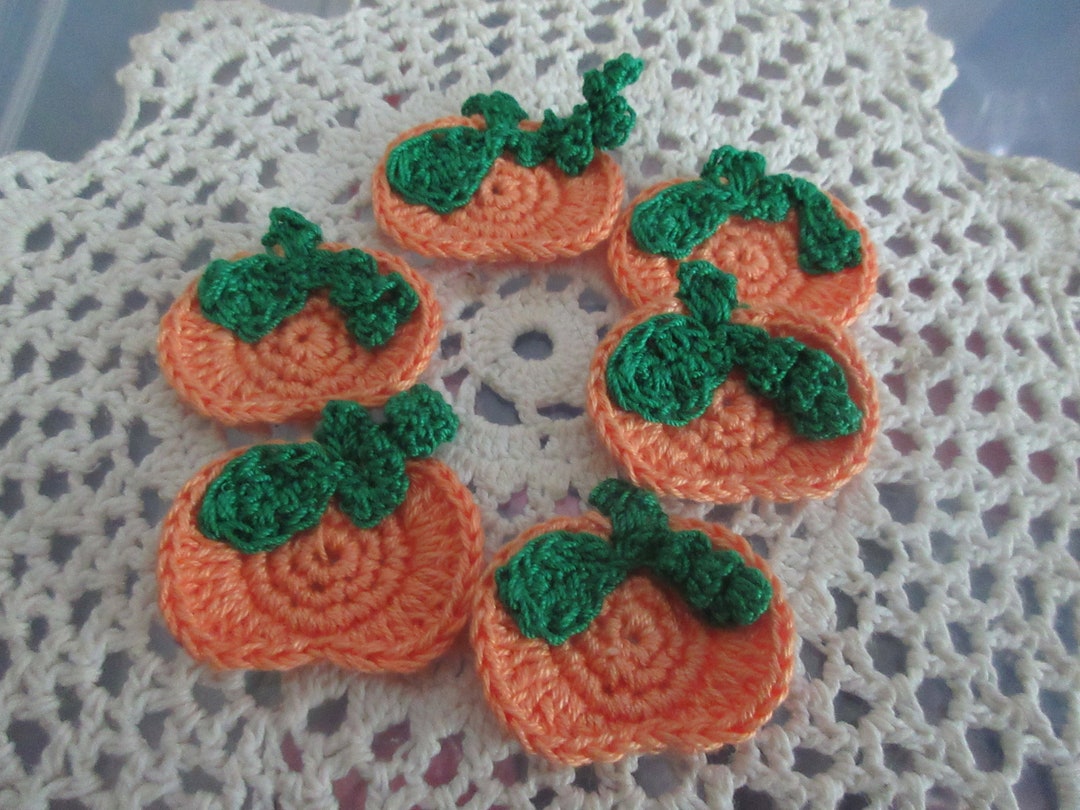 Crochet Pumpkin Appliques With Stems and Vines Ready Made Etsy