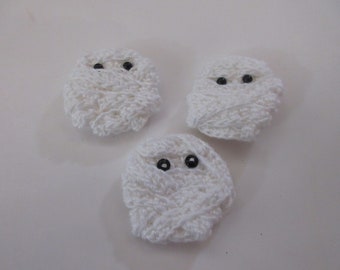 Crochet Mummy Appliques , Ready Made, set of 3