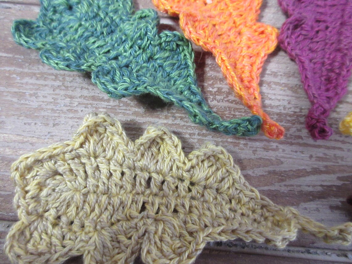Crochet Fall Leaves in a variety of colors set of 6 Etsy Fall leaves free crochet pattern