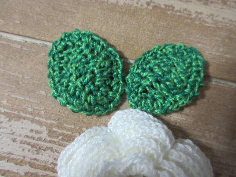 Crochet Multi layered Flower Applique in Off White with leaves