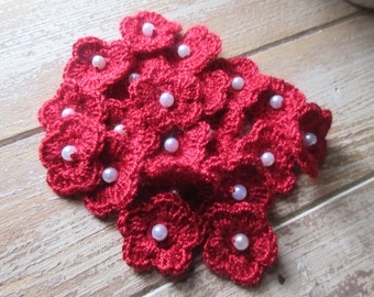 Crochet Mini Flowers, Ready Made, Set of 20, embellishments