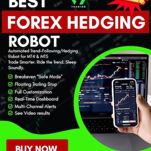 May include: A promotional image for a Forex hedging robot. The image features the text "BEST FOREX HEDGING ROBOT" with a laptop and a smartphone displaying trading charts. The image also includes a "SALE!" graphic and a "BUY NOW" button.