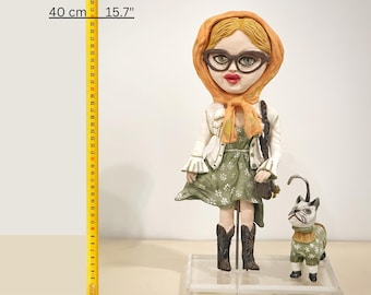 Clay Handmade Art Figures OOAK, Dopamine Home Decor, Aesthetic Art Sculpture, Ceramic Pottery Art, Eclectic Clay Figure, Decorative Statue