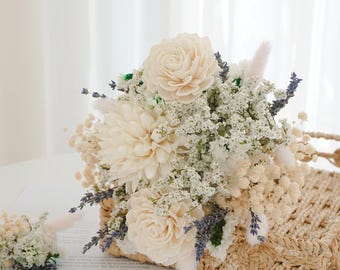 Lily Lavender Babybreath Bridal bouquet, Handmade Dried Flower Bouquet,Elegant romantic bouquet , Wedding Bouquet Boho,Valentine&#39;s Day Gift
