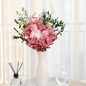 Pink Rose eucalyptuscrystal grass Wedding bouquet, Groom&#39;s Bouquet, Handmade Dried Flower Bouquet, Valentine Bouquet, Bridal Bouquet