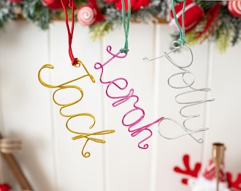 Personalized Christmas Stocking Name Tags, Handmade Wire Stocking Tags, Christmas Gift Tag, Hanging Wire Labels, Holiday Decor, Xmas Present