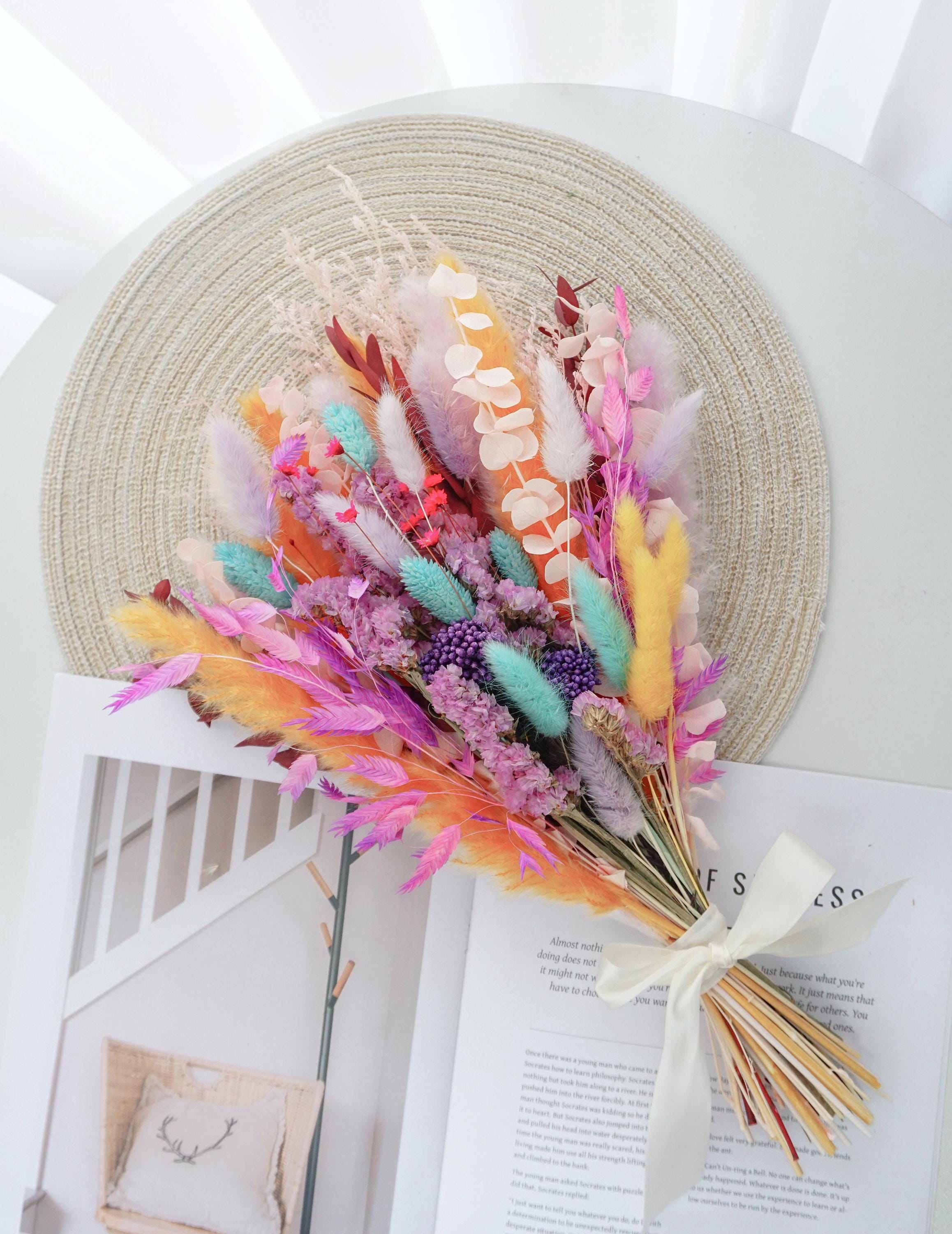 Colorful Haretail Grass Bouquet, Bohemian Style Bouquet, Dried Flower Family Bouquet, Valentine's Day Bouquet, Bridal Bouquet,Pampas Bouquet