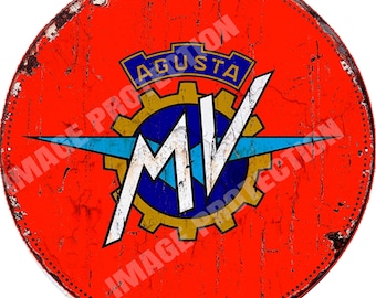 MV Agusta Motorcycles , Round Metal Tin Sign , 30cm diameter 12&quot; , Pub ,Bar , Man Cave , vintage style decoration