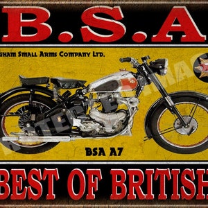 BSA A7, Vintage Retro Style Motorrad , Metall, Blechschild, Plakatwandtafel