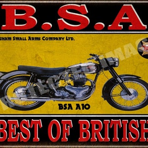 BSA A10, Vintage retro style Motorrad , Metall , Blechschild , Poster Wandtafel