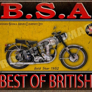 BSA Gold Star 1952, Vintage Retro Style Motorrad , Metall, Blechschild, Poster Wandtafel