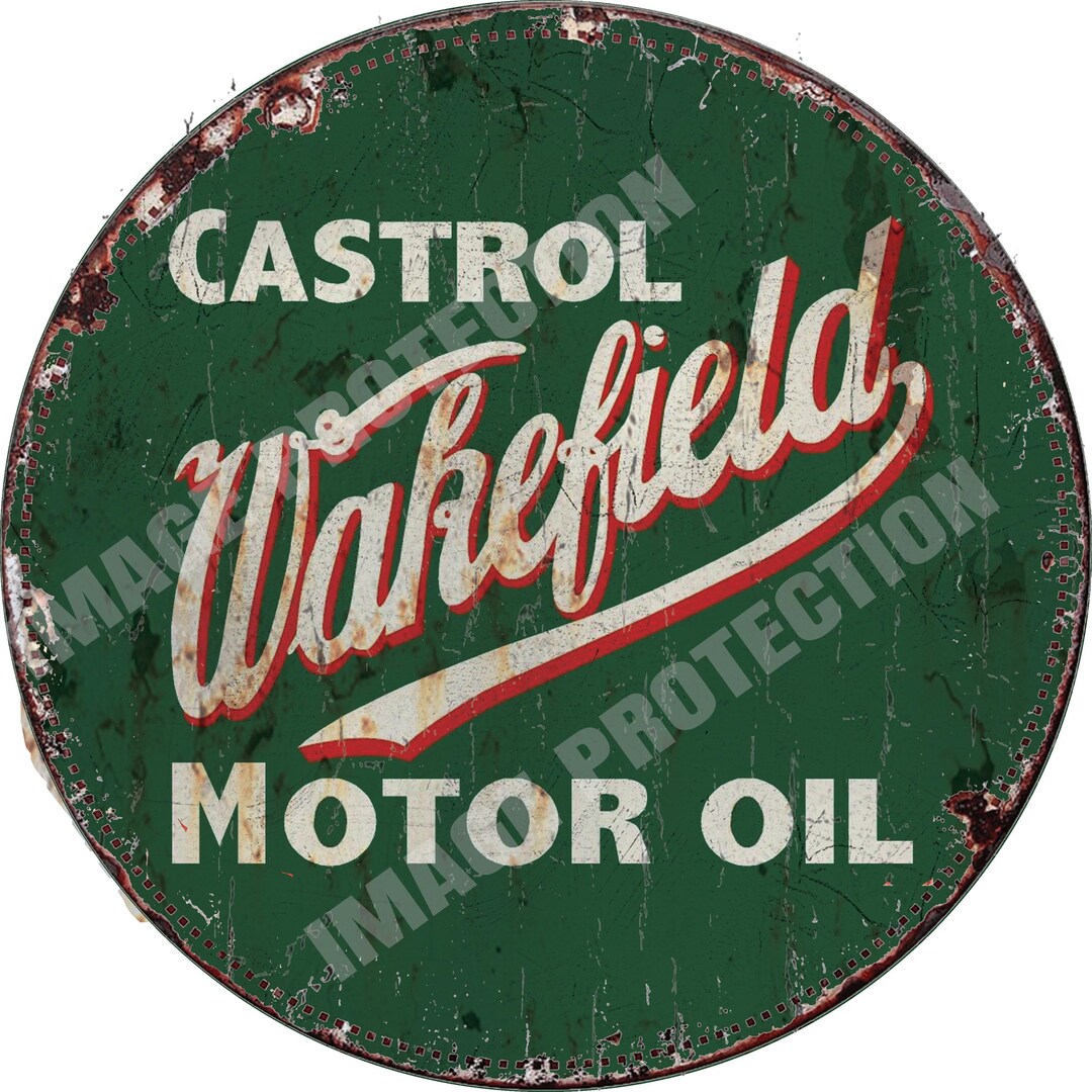 Castrol Wakefield Motor Oil , Round Metal Tin Sign , 30cm Diameter 12 ...