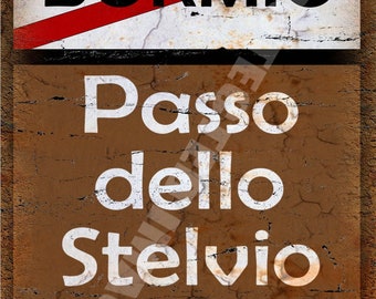 Passo dello Stelvio, cycling gift , vintage retro style metal tin sign wall plaque