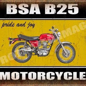 BSA B25, Vintage Retro Style Motorrad , Metall, Blechschild, Poster Wandtafel