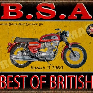 BSA Rocket 3 1969, Vintage Retro Style Motorrad, Metall, Blechschild, Poster Wandtafel