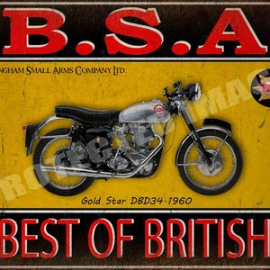 BSA Gold Star DBD34 1960, Vintage retro style Motorrad , Metall , Blechschild , Plakat Wandtafel