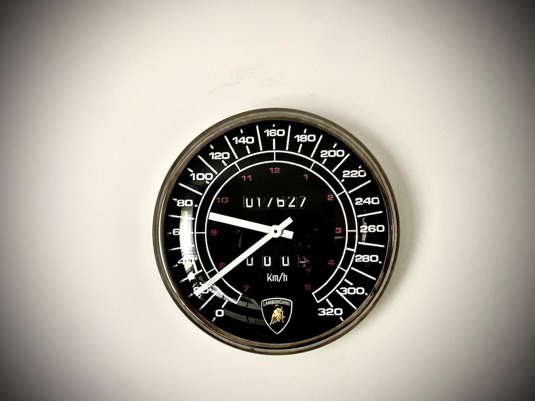 Speedometer Wall Clock Inspired by Lamborghini Countach Automotive Art ...