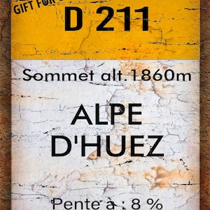 ALPE D'HUEZ Tour De France, regalo de ciclismo, placa de pared de letrero de estaño de metal de estilo retro vintage