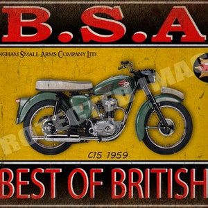 BSA C15 1959, Vintage Retro Style Motorrad, Metall, Blechschild, Plakatwandtafel
