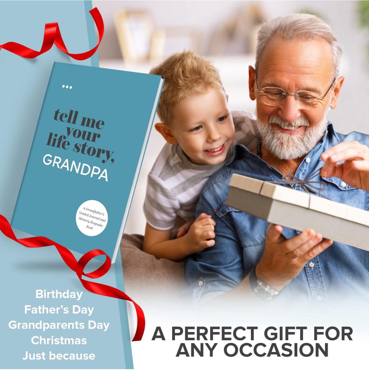 Lanpn Grandpa Life Story Book Journal With 270 Prompts, Leather