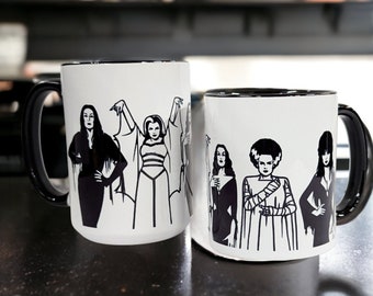 Queens of Horror Goth Girl 11 or 15oz Novelty Coffee Mug | Horror Movie Fangirl Gift | Elvira Coffee Mug | Vampira Coffee Mug