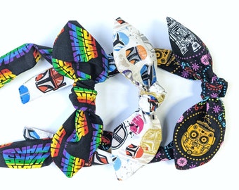 Colorful Star Wars Adjustable Fabric Headbands | Lightweight with Removable Bow Top Accent