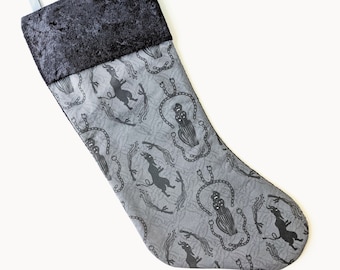 Black and Gray Krampus Holiday Stocking | Hexmas Decoration | Creepmas Decor | Krampus is Coming