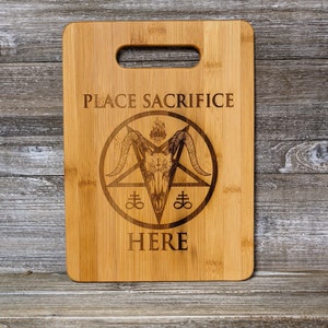 Place Sacrifice Here Laser Engraved Bamboo Cutting Board with Apron (optional) | Multiple Sizes