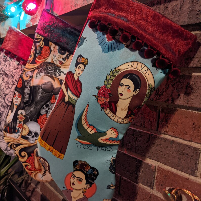 Frida Kahlo Alexander Henry Premium Fabric Handmade Alternative Christmas Stocking