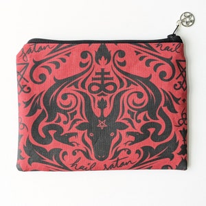 Hail Satan Zipper Pouch | Baphomet Cosmetic Bag | Satanic | Pencil Pouch | Occult Gift for Her