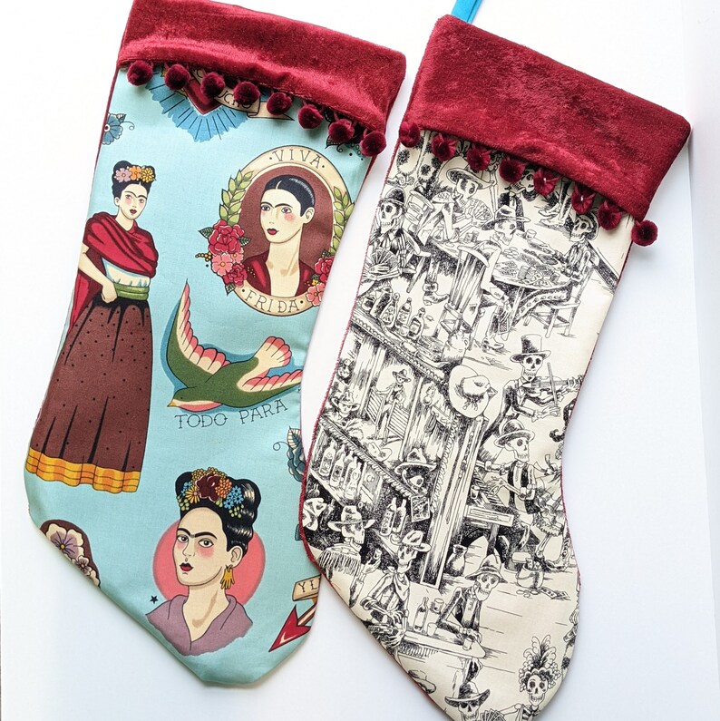 Frida Kahlo Alexander Henry Premium Fabric Handmade Alternative Christmas Stocking