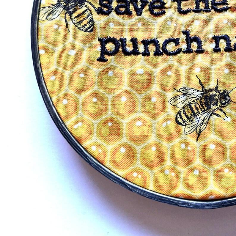 Save the Bees Punk Rock Homestead Anti-Fascist Embroidered Wall Decor image 6