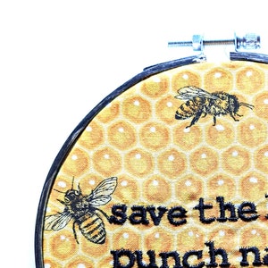 Save the Bees Punk Rock Homestead Anti-Fascist Embroidered Wall Decor image 4