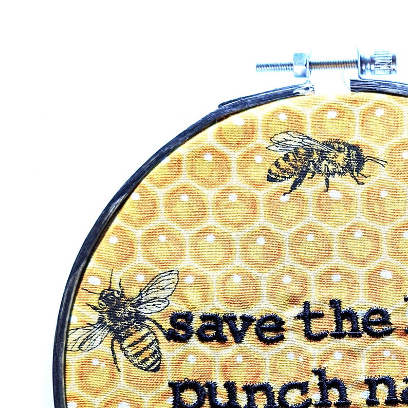 Save the Bees Punk Rock Homestead Anti-Fascist Embroidered Wall Decor immagine 4