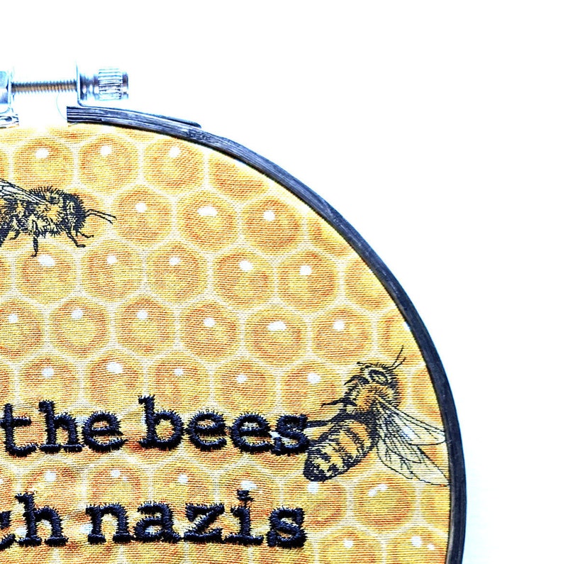 Save the Bees Punk Rock Homestead Anti-Fascist Embroidered Wall Decor image 5