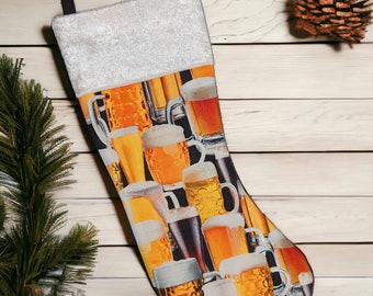 Craft Beer Lover Holiday Spirit Holiday Stocking | Unique Christmas Stocking | Stocking for Him