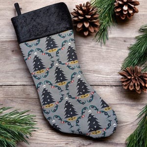 Krampus is Coming Christmas Stocking | Gothic Holiday Stocking | Creepmas Christmas Decor| Black Christmas Stocking