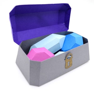 Treasure Chest Gift Box - flat shapes with instructions papercraft activity