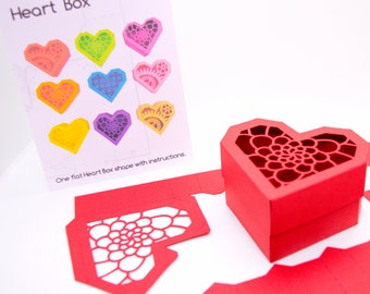 Heart Gift Box - flat shapes with instructions papercraft activity