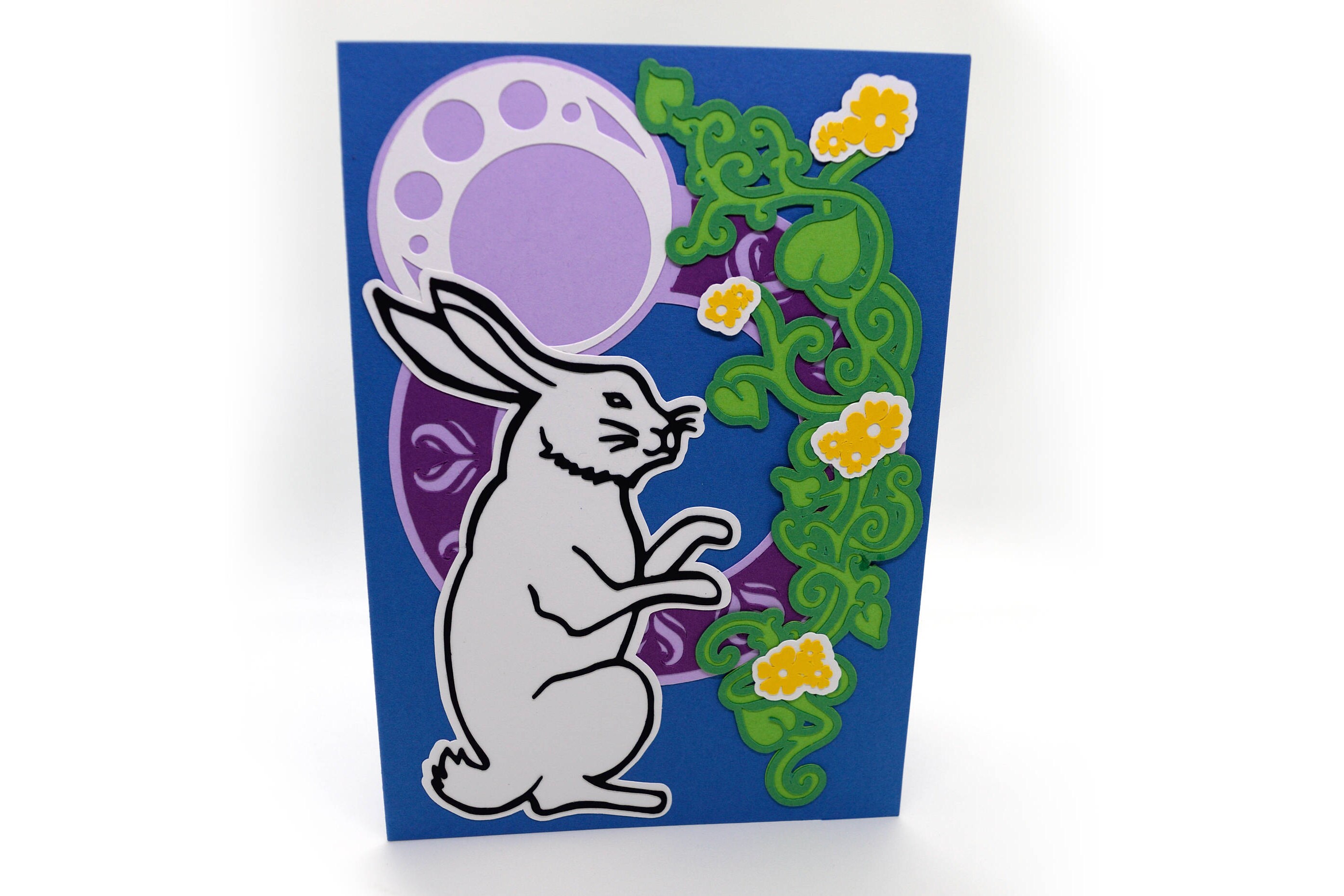 Moonlight Rabbit Card - Etsy