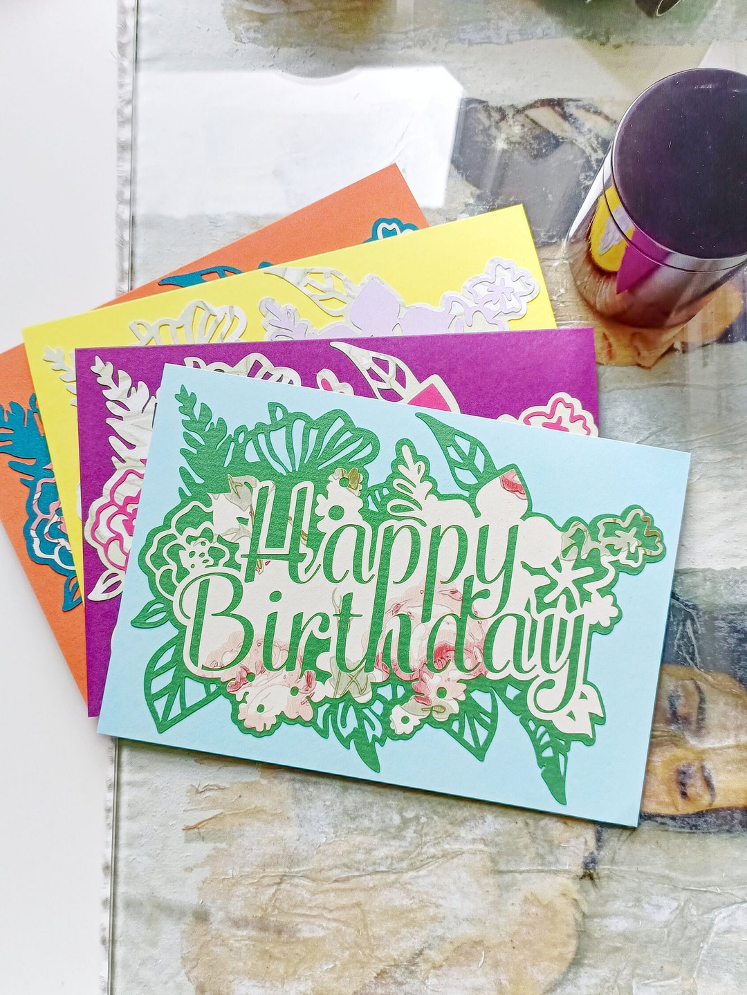 Happy Birthday Card - Floral Design - Etsy