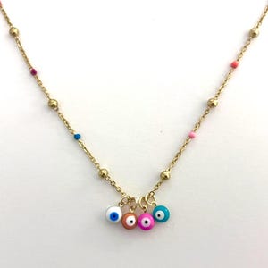 Multi-Color Evil Eye Charm Necklace