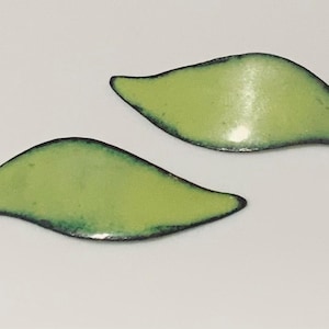 Enameled Light Green Leaf Shape Earrings