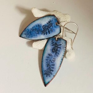 Dreamy Fern Like Enameled Earrings