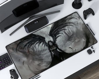 希望の天使、ダークアヴァシン | ブラックゴシックデザイン | MTG インスピレーション | デスクマット | マウスパッド | 保護プレイマット | 自宅オフィスまたは卓上で使用可能