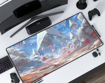 ホワイト ウェイストランド | デスクマット | マウスパッド | 保護プレイマット | 仕事、ゲーム、オフィス、自宅 | ステッチエッジ | 3 つのサイズ オプション