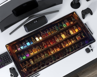 ポーション シェルフ | ダーク アカデミア ウィザード デスクマット | ファンタジー マウスパッド | ホグワーツ | 保護プレイマット | 仕事 ゲーム オフィス ホーム | 3 つのサイズ オプション