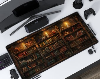 ダークアカデミア本棚 | 魔女のデスクマット | 図書館用マウスパッド | 保護プレイマット | 仕事用ゲームオフィスホーム | 神秘的な装飾 | 3 つのサイズオプション